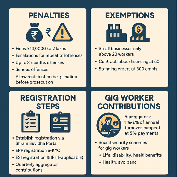 Labour Code Compliance 2025 — Penalties, Exemptions, Registration Steps & Gig Worker Contributions