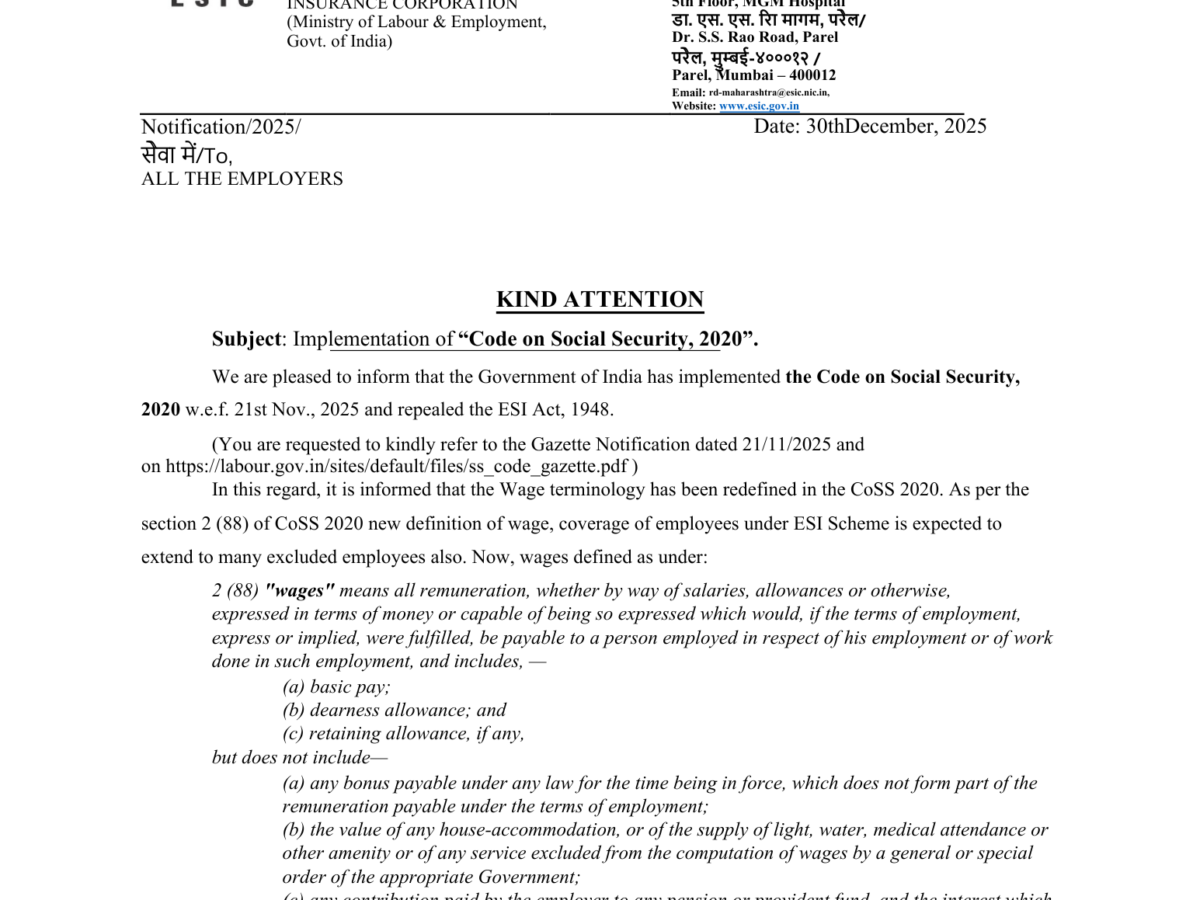 ESIC Compliance 2026: The Code Era Begins