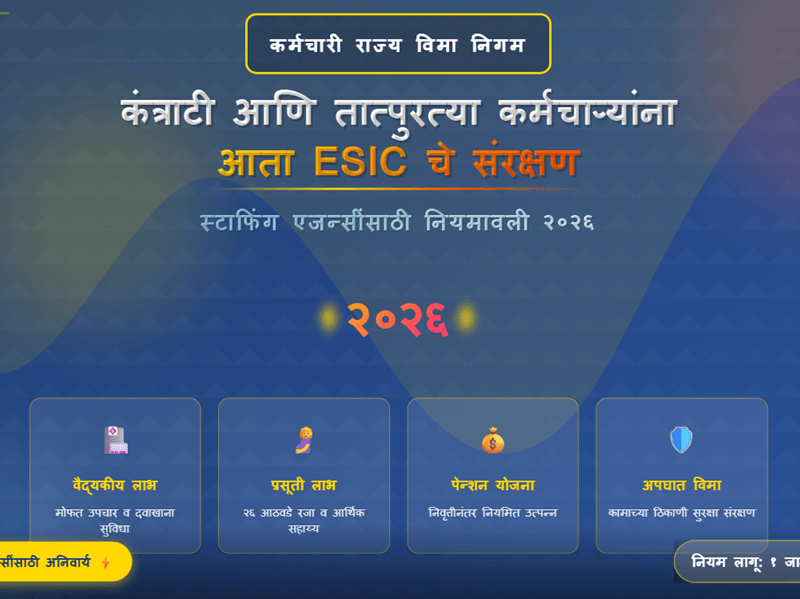 कंत्राटी आणि तात्पुरत्या कर्मचाऱ्यांना आता ESIC चे संरक्षण: २०२६ मधील स्टाफिंग एजन्सींसाठी नियमावली