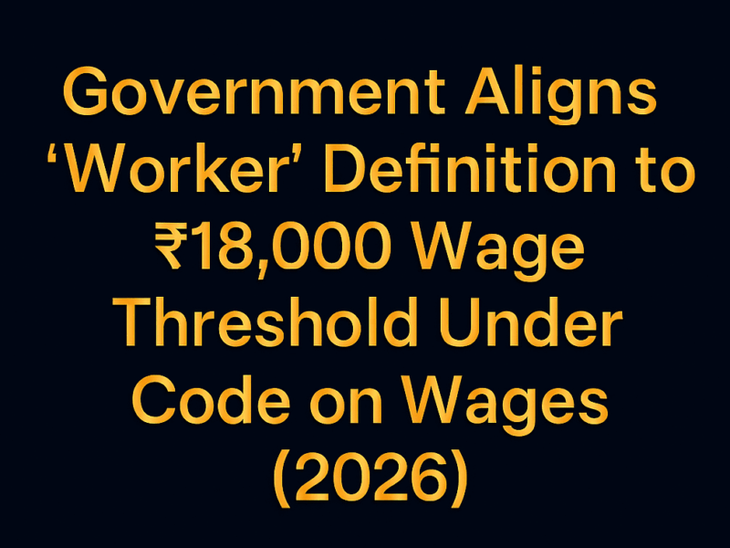 Government Aligns "Worker" Definition to ₹18,000 Wage Threshold Under Code on Wages (2026)