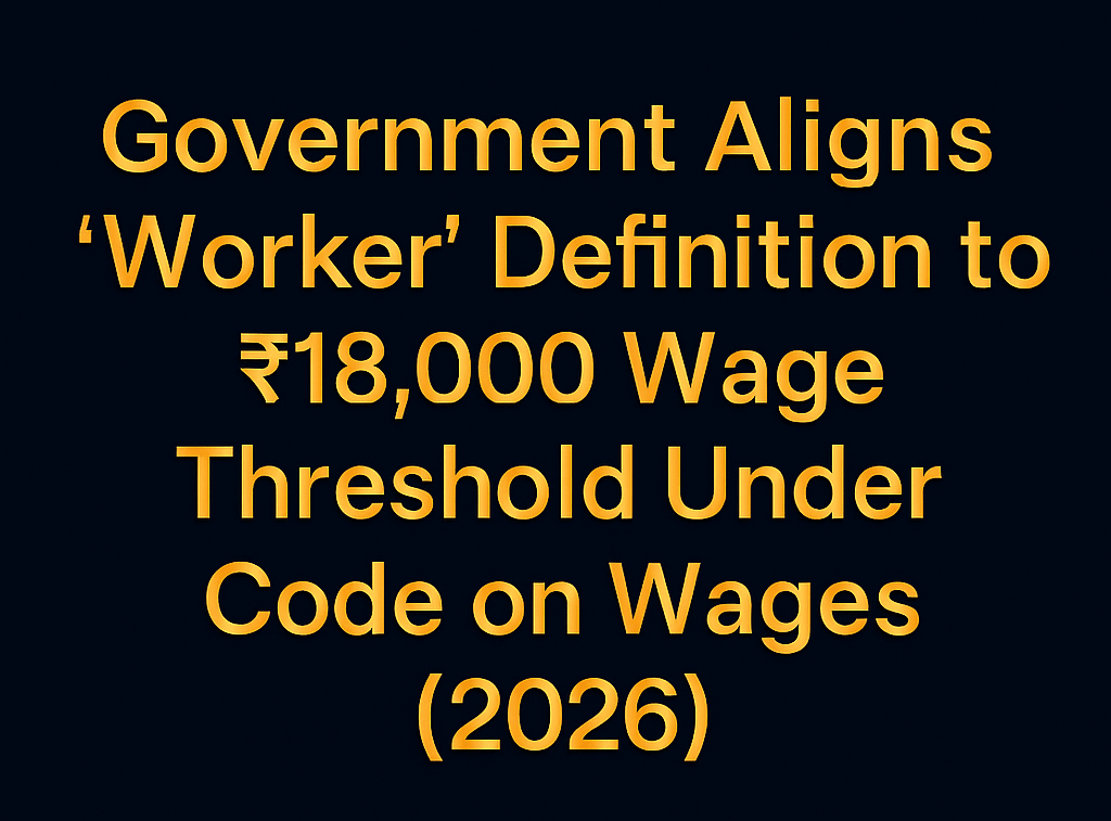 Government Aligns "Worker" Definition to ₹18,000 Wage Threshold Under Code on Wages (2026)