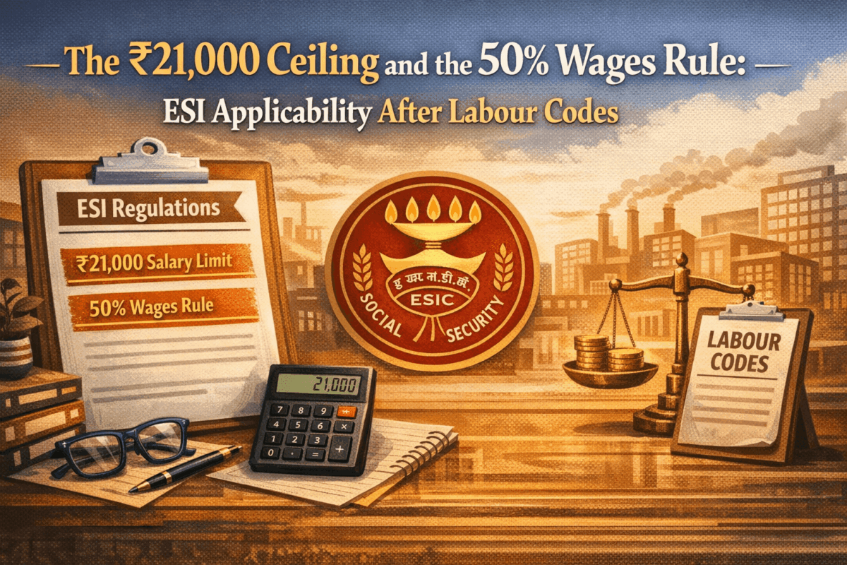 The ₹21,000 Ceiling and the 50% Wages Rule: ESI Applicability After Labour Codes