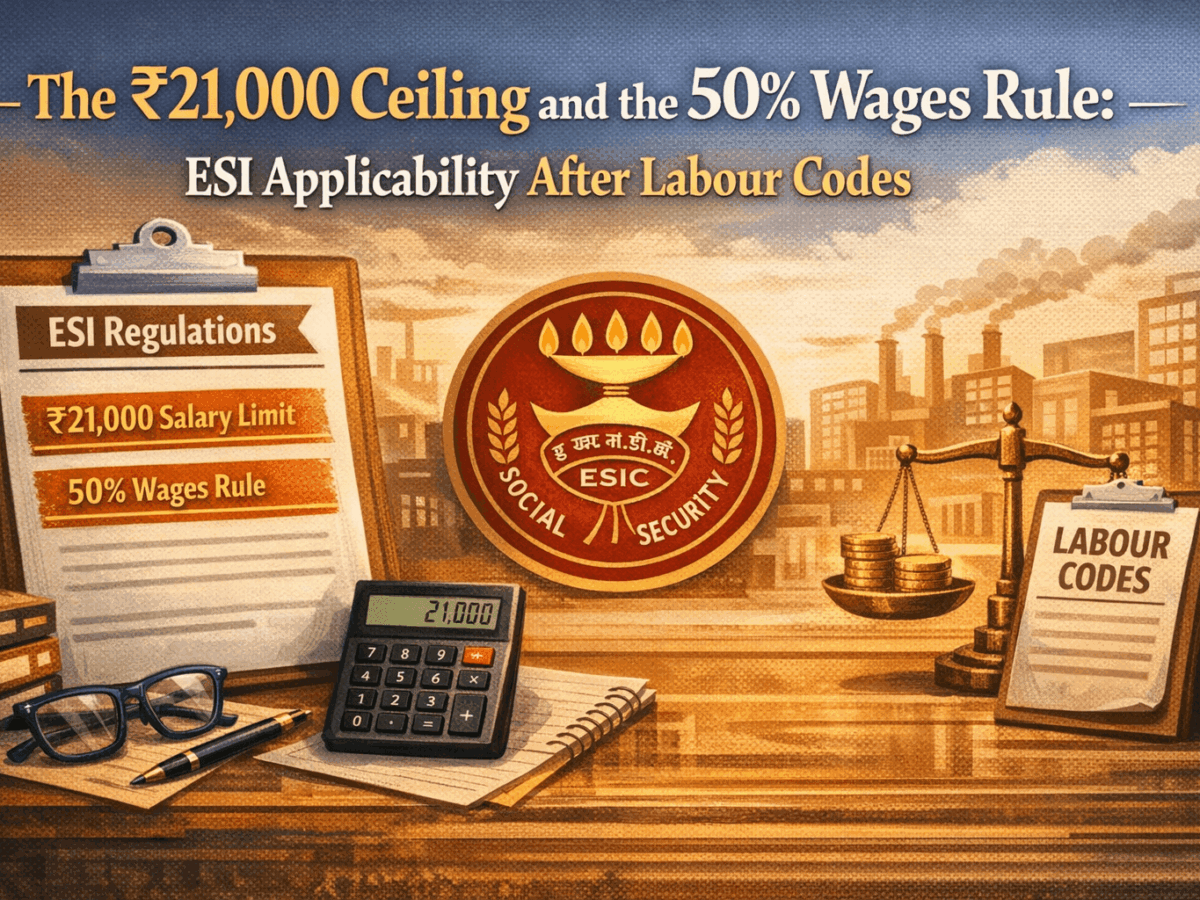 The ₹21,000 Ceiling and the 50% Wages Rule: ESI Applicability After Labour Codes