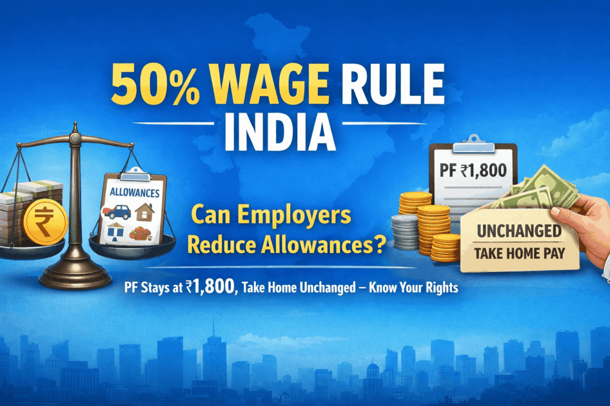 50% Wage Rule India: Can Employers Reduce Allowances? PF Stays at ₹1,800, Take Home Unchanged – Know Your Rights
