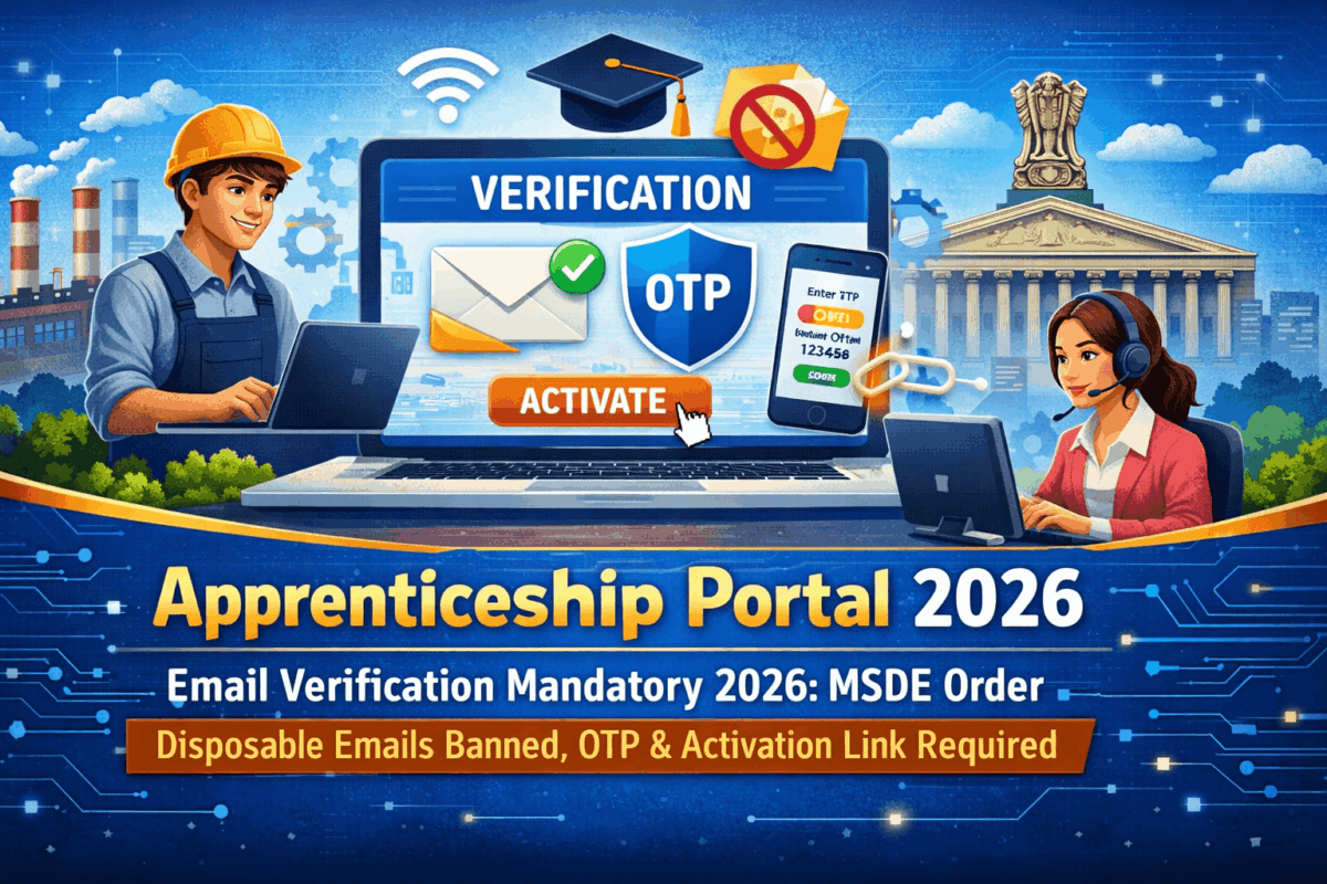 Apprenticeship Portal Email Verification Mandatory 2026: MSDE Order – Disposable Emails Banned, OTP & Activation Link Required