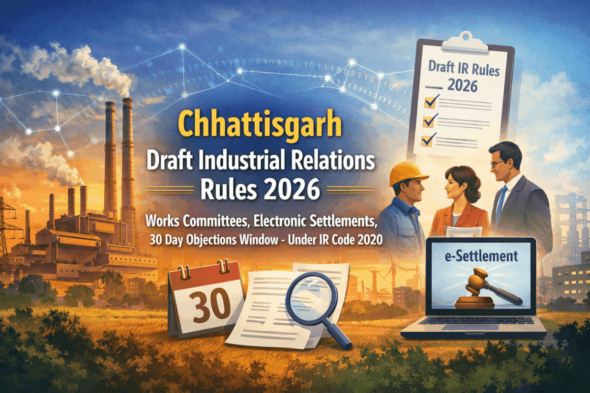 Chhattisgarh Draft Industrial Relations Rules 2026: Works Committees, Electronic Settlements, 30 Day Objections Window – Under IR Code 2020