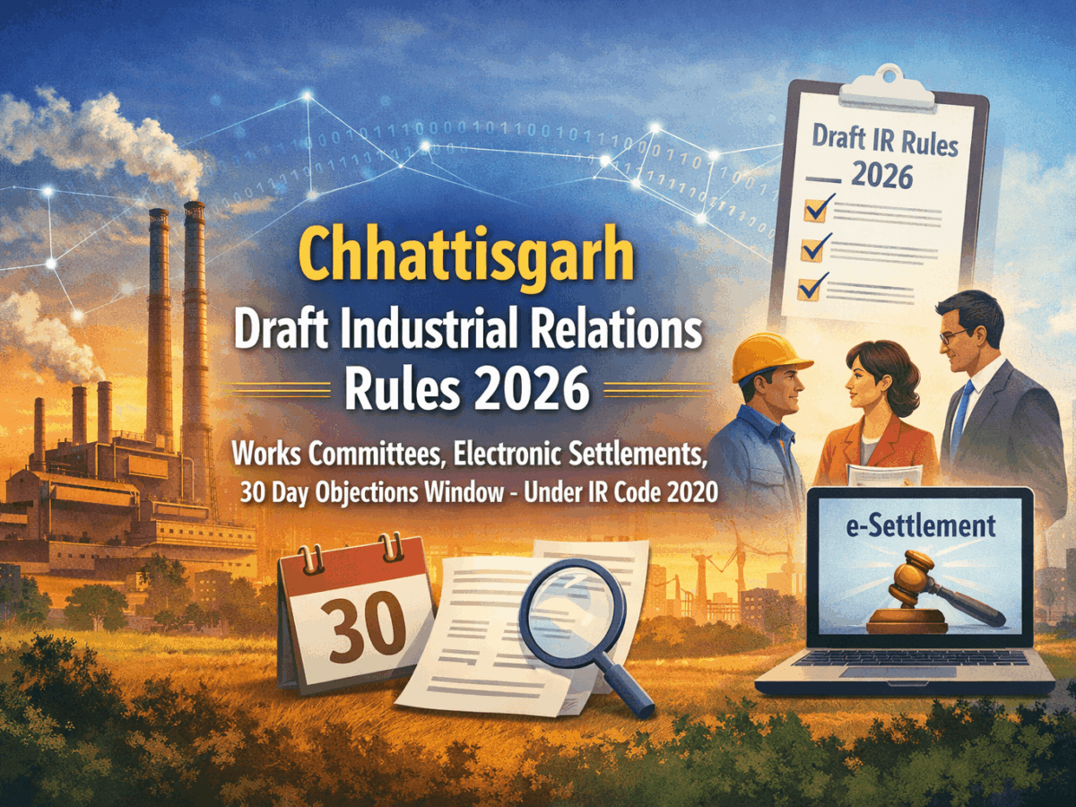 Chhattisgarh Draft Industrial Relations Rules 2026: Works Committees, Electronic Settlements, 30 Day Objections Window – Under IR Code 2020