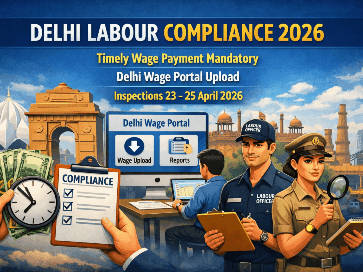 Delhi Contract Labour Compliance 2026: Timely Wage Payment Mandatory, Delhi Wage Portal Upload, Inspections 23 25 April 2026