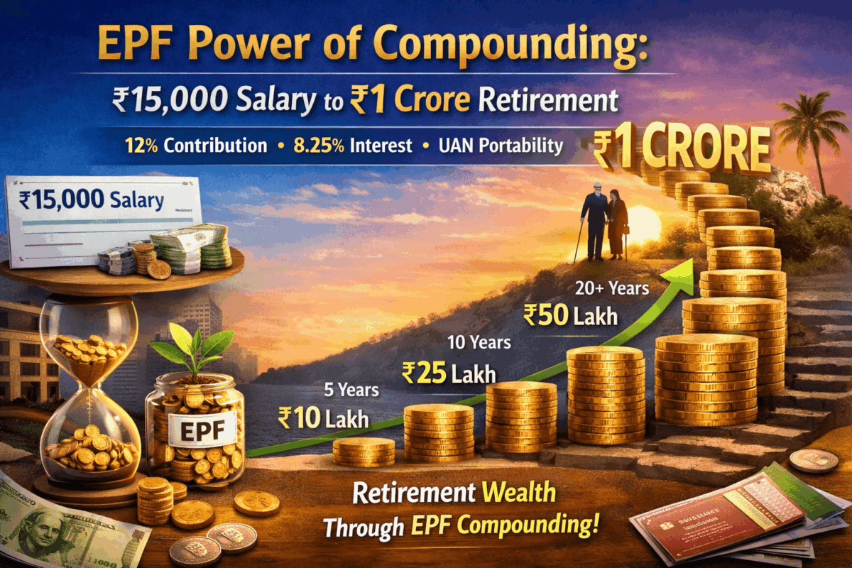EPF Power of Compounding: ₹15,000 Salary to ₹1 Crore Retirement - 12% Contribution, 8.25% Interest, UAN Portability