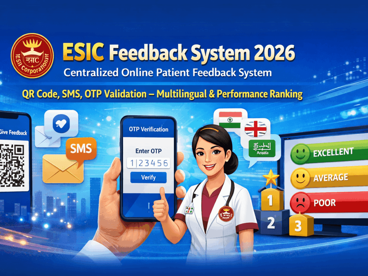 ESIC Centralized Online Patient Feedback System 2026: QR Code, SMS, OTP Validation – Multilingual & Performance Ranking
