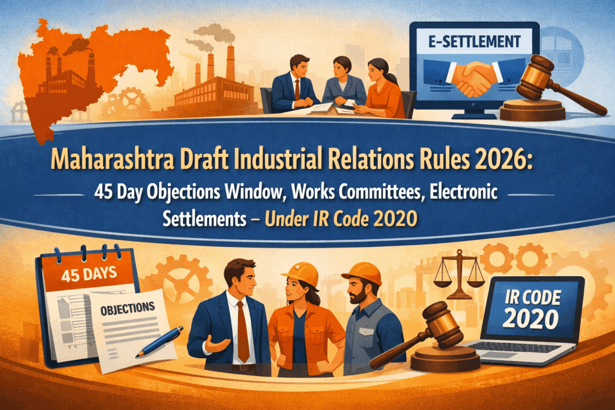 Maharashtra Draft Industrial Relations Rules 2026: 45 Day Objections Window, Works Committees, Electronic Settlements – Under IR Code 2020