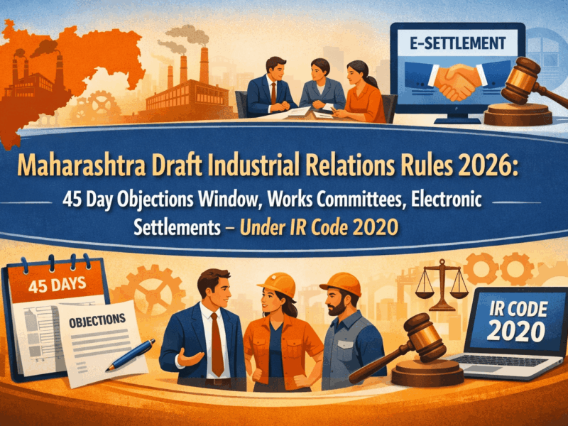 Maharashtra Draft Industrial Relations Rules 2026: 45 Day Objections Window, Works Committees, Electronic Settlements – Under IR Code 2020