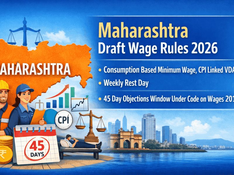 Maharashtra Draft Wage Rules 2026: Consumption Based Minimum Wage, CPI Linked VDA, Weekly Rest Day – 45 Day Objections Window Under Code on Wages 2019