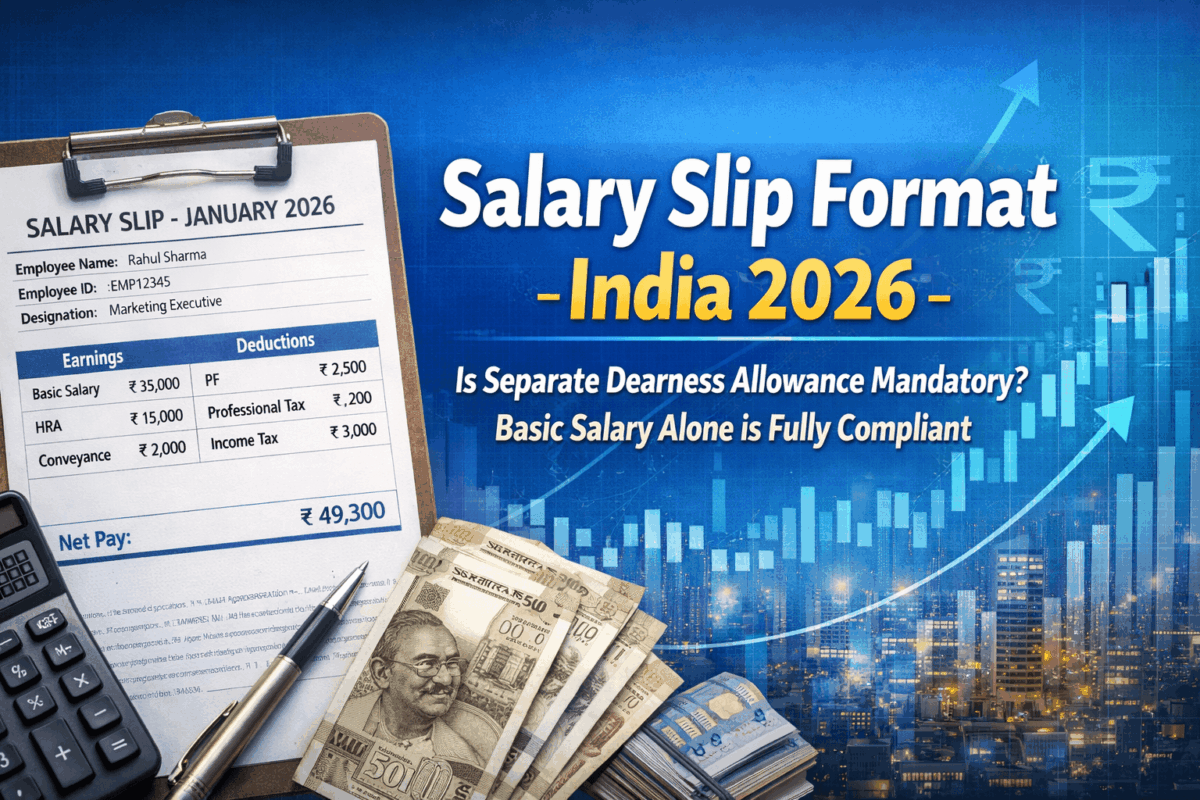 Salary Slip Format India 2026: Is Separate Dearness Allowance Mandatory? Basic Salary Alone is Fully Compliant