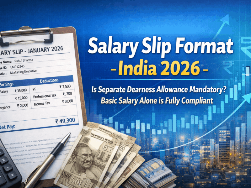Salary Slip Format India 2026: Is Separate Dearness Allowance Mandatory? Basic Salary Alone is Fully Compliant