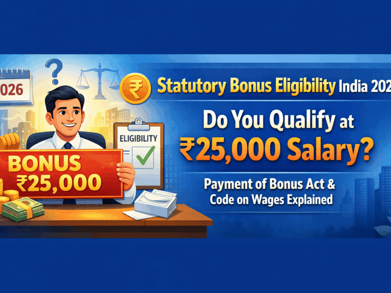 Statutory Bonus Eligibility India 2026: Do You Qualify at ₹25,000 Salary? Payment of Bonus Act & Code on Wages Explained