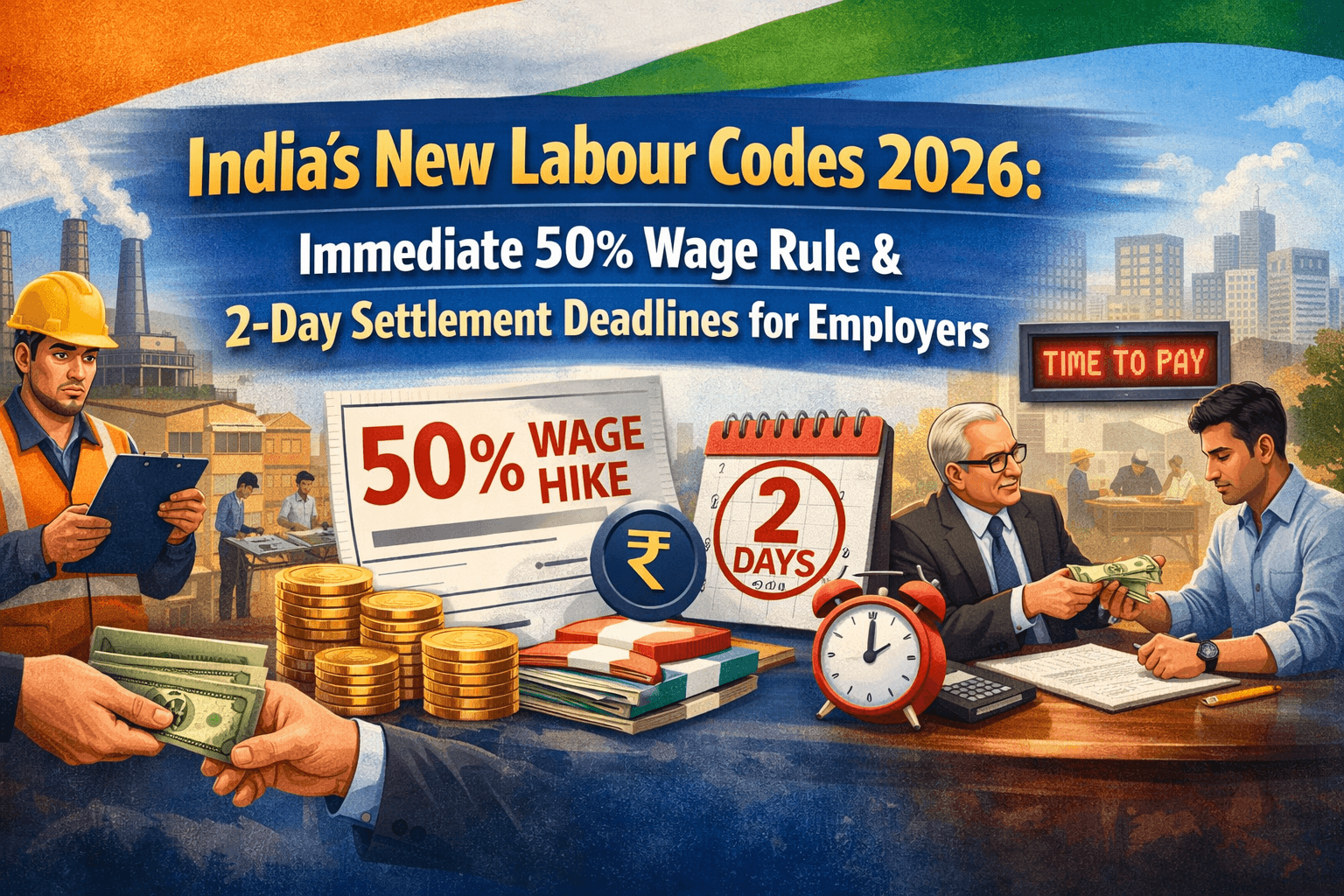 India’s New Labour Codes 2026: Immediate 50% Wage Rule & 2-Day Settlement Deadlines for Employers