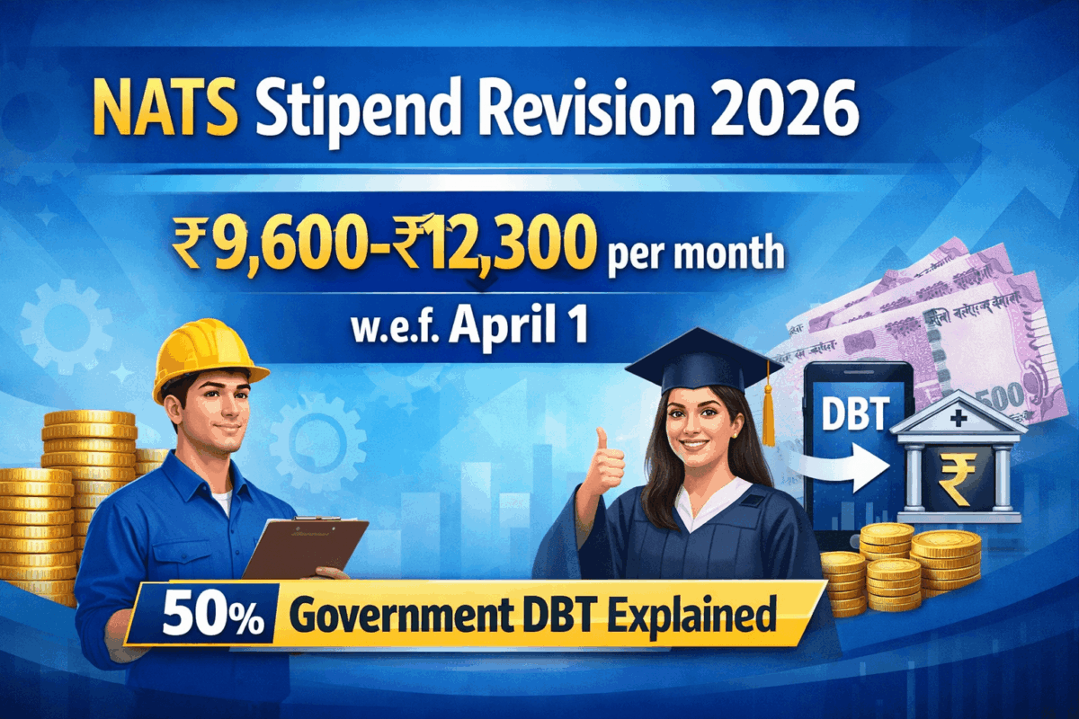 NATS Stipend Revision 2026: ₹9,600–₹12,300 per month w.e.f. April 1 – 50% Government DBT Explained