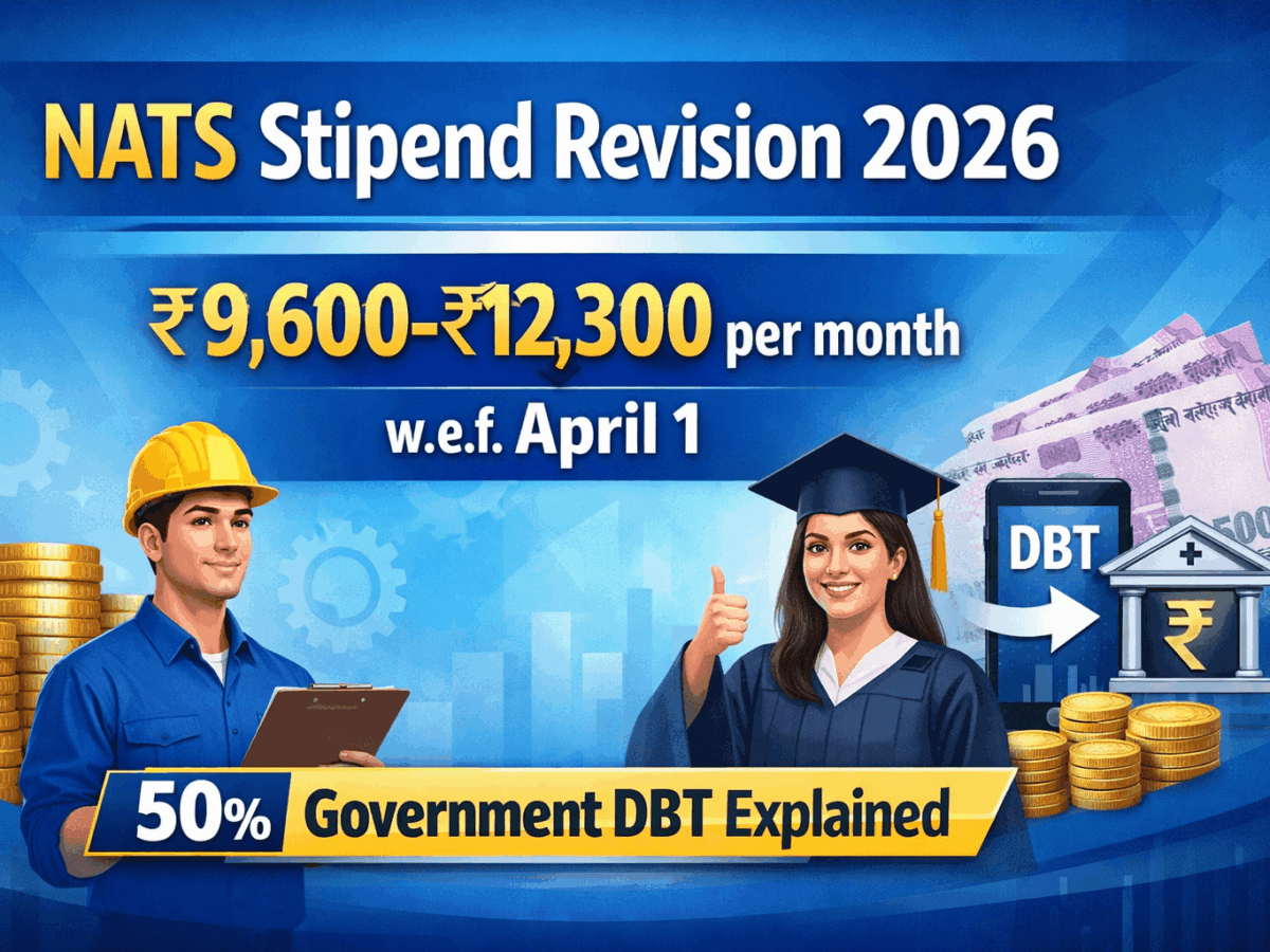 NATS Stipend Revision 2026: ₹9,600–₹12,300 per month w.e.f. April 1 – 50% Government DBT Explained