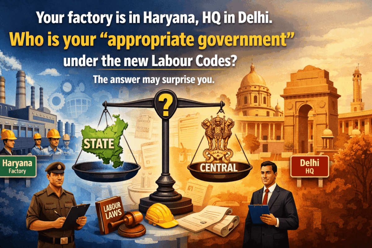 Your factory is in Haryana, HQ in Delhi. Who is your “appropriate government” under the new Labour Codes? The answer may surprise you