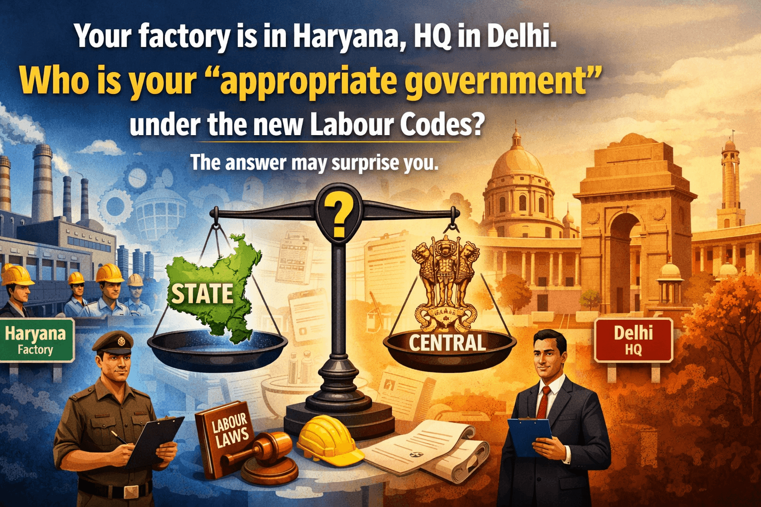 Your factory is in Haryana, HQ in Delhi. Who is your “appropriate government” under the new Labour Codes? The answer may surprise you