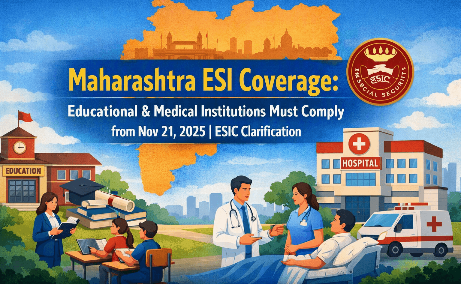 Maharashtra ESI Coverage: Educational & Medical Institutions Must Comply from Nov 21, 2025 | ESIC Clarification