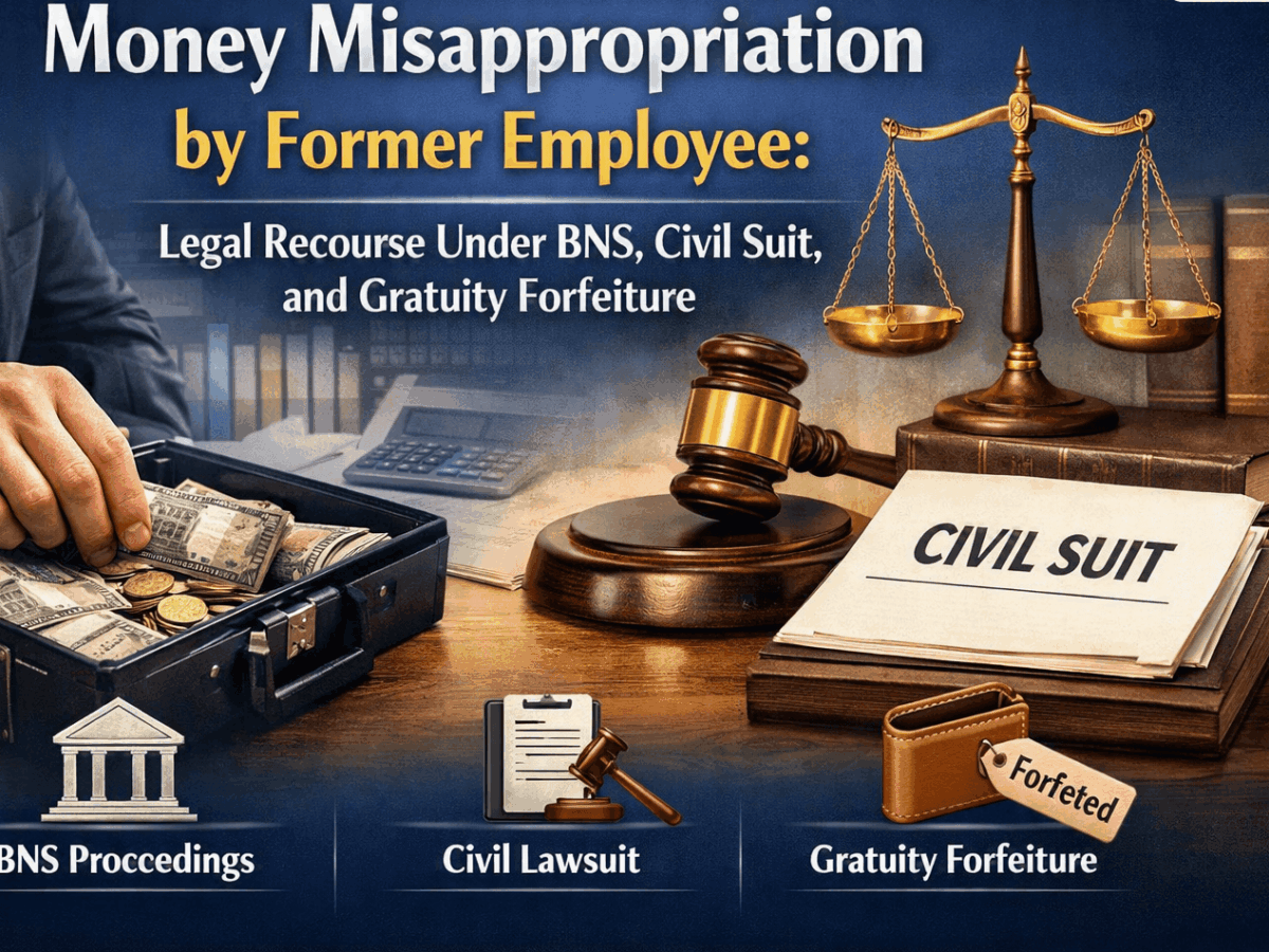 Money Misappropriation by Former Employee: Legal Recourse Under BNS, Civil Suit, and Gratuity Forfeiture