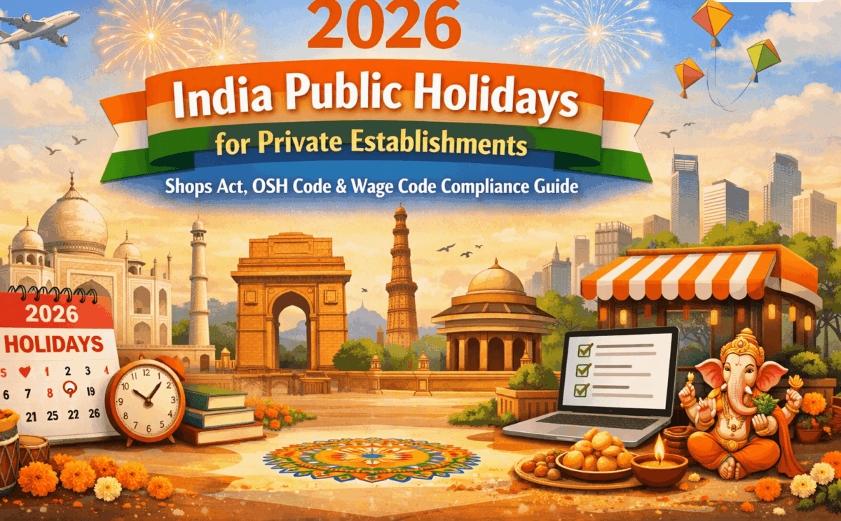 2026 India Public Holidays for Private Establishments | Shops Act, OSH Code & Wage Code Compliance Guide