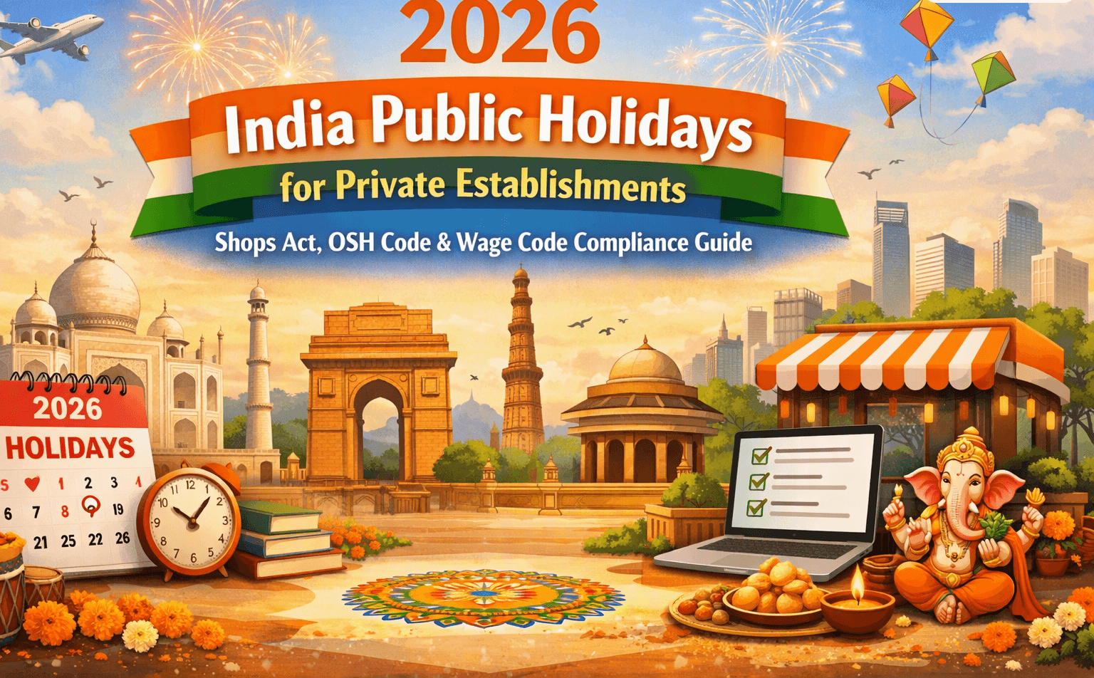 2026 India Public Holidays for Private Establishments | Shops Act, OSH Code & Wage Code Compliance Guide