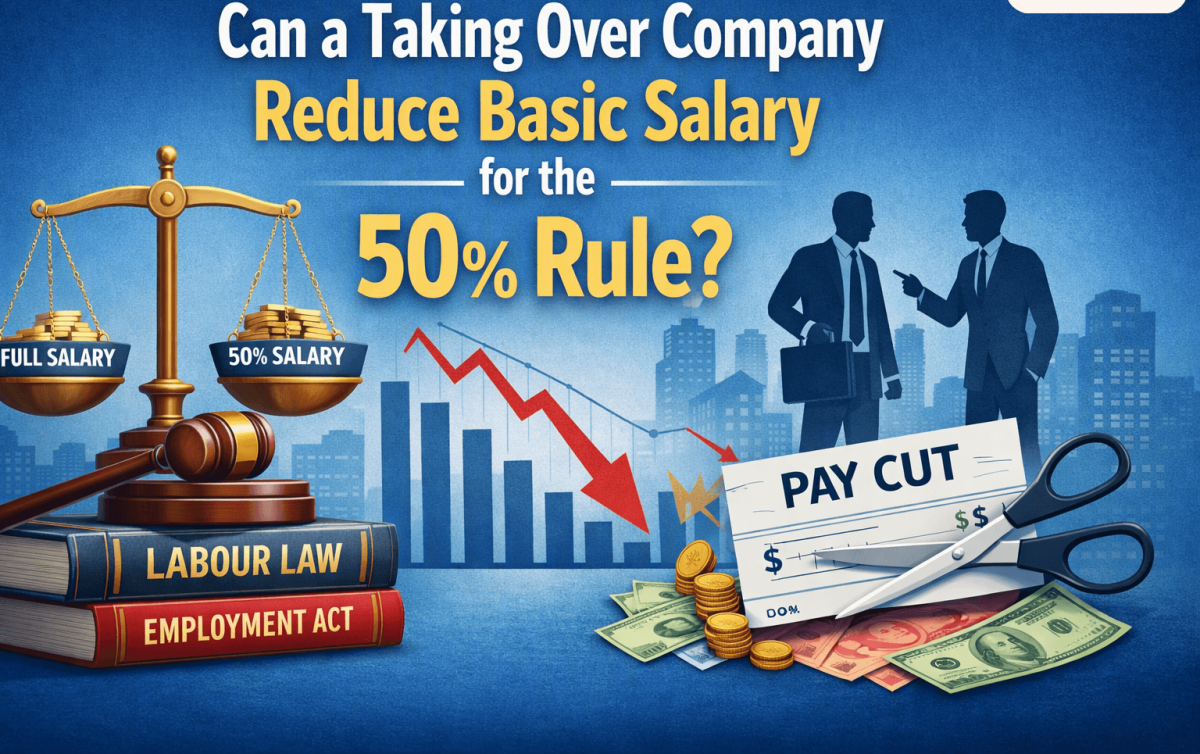 Can a Taking-Over Management Reduce the Basic Salary to Align with the 50% Wage Rule?